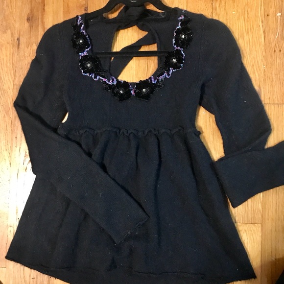 Free People Black Open Back Sequined Top - Picture 6 of 8